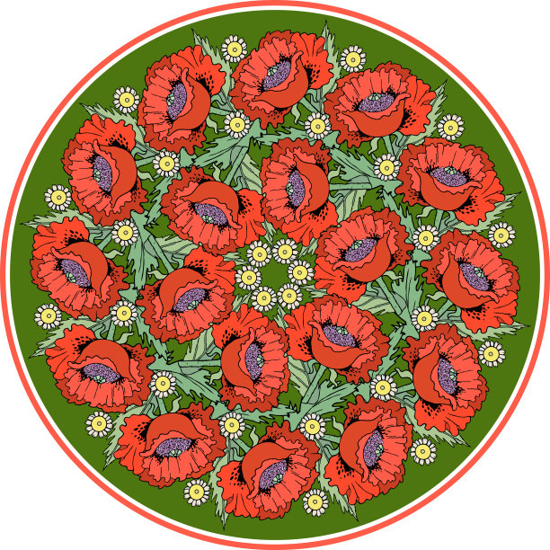 罂粟花手绘抽象画图片下载