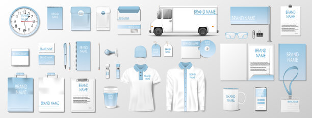 企业身份模板与柔和的蓝色蜡笔图片下载