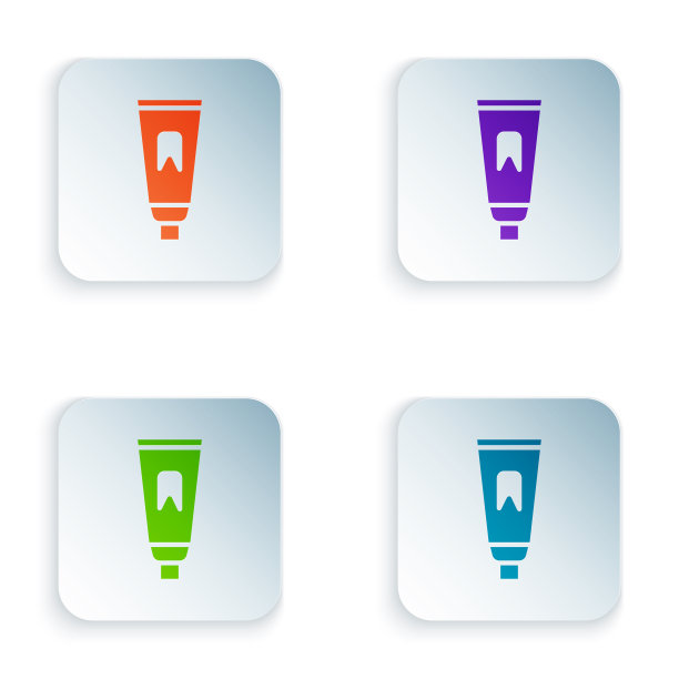彩色牙膏管图标隔离在白色图片下载
