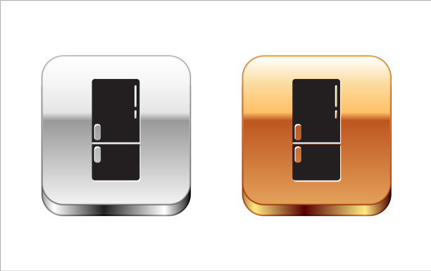 黑色冰箱图标孤立在白色上图片下载