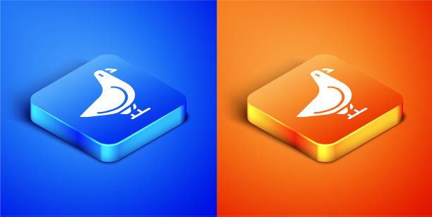 等距鸽子图标孤立在蓝色和橙色图片下载