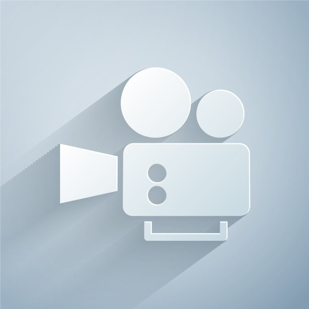 剪纸电影摄像机图标孤立在灰色图片下载