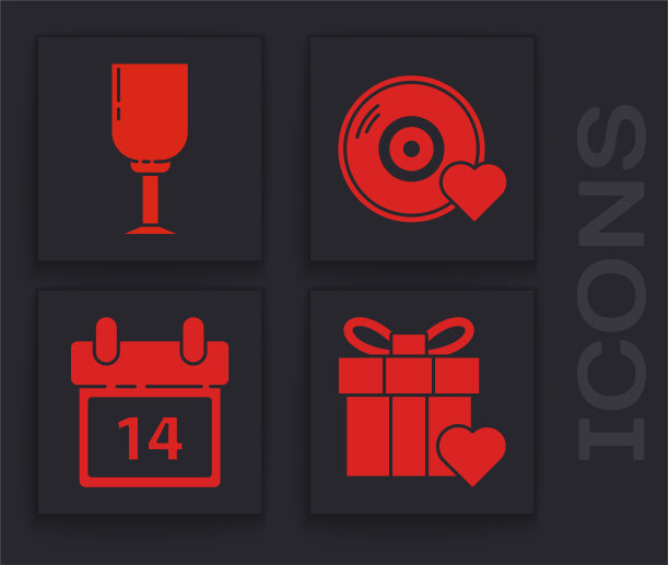 套装礼盒和心形酒杯，浪漫音乐图片下载