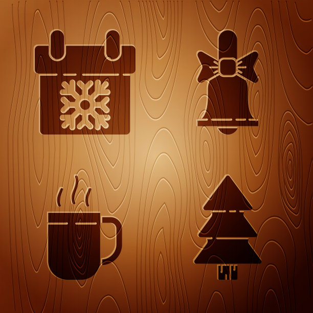 设置圣诞树日历，咖啡杯和快乐图片下载