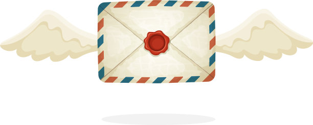 封闭的老式邮件信封蜡封和翅膀图片下载