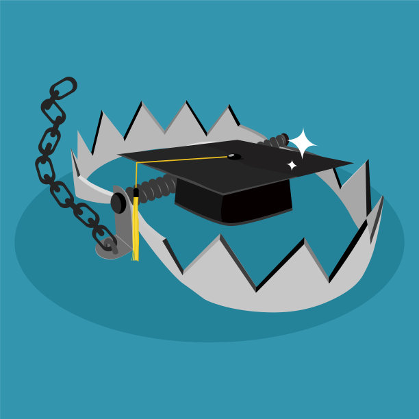 毕业生顶着一个陷阱的教育理念图片下载