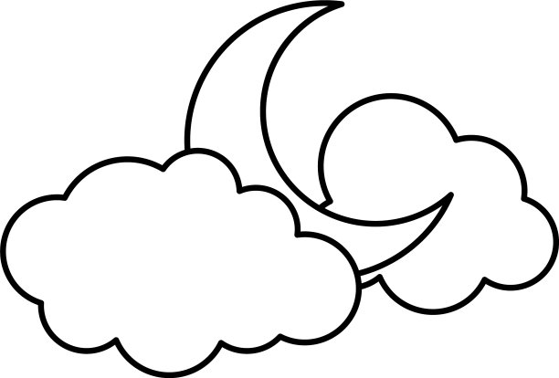 天气概念半月和云图标线图片下载
