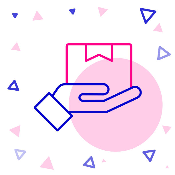 线交付手与纸板箱图标图片下载