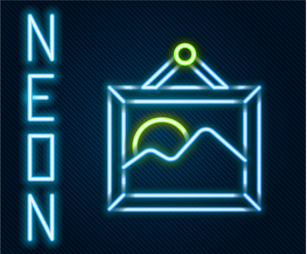 发光的霓虹灯线图片景观图标孤立图片下载