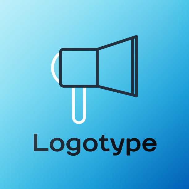 线路扩音器图标隔离在蓝色背景图片下载