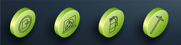 设置等距消防出口室内壁炉火灾图片下载