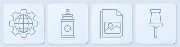 设置线、地球仪、齿轮图片图片下载