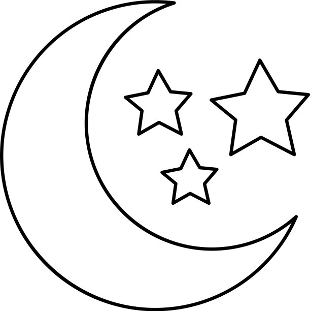 半月和星星图标线条风格图片下载