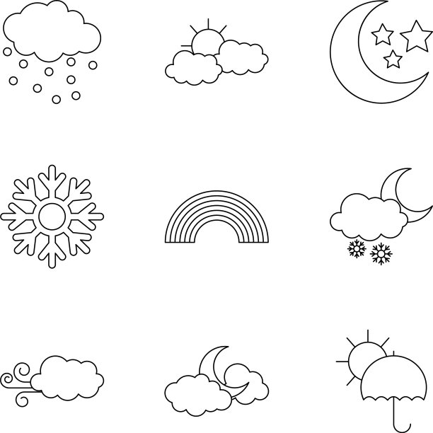 云和天气图标设置线条风格图片下载