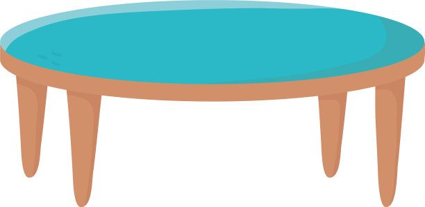 蓝色圆桌家具孤立图标设计图片下载