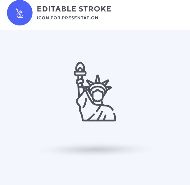 自由女神像图标充满平坦的标志图片下载