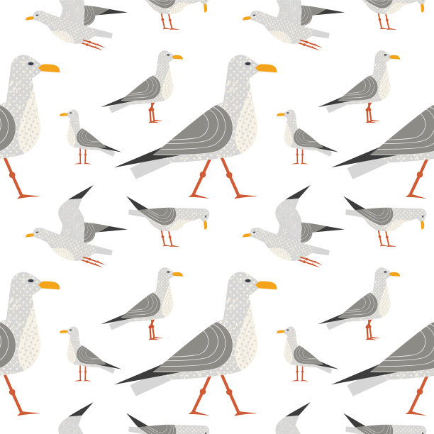 手绘海上贴纸无缝图案图片下载