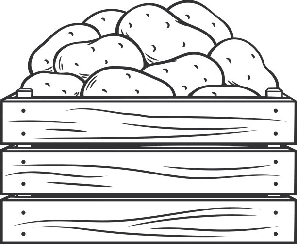 熟土豆装在木盒里图片下载