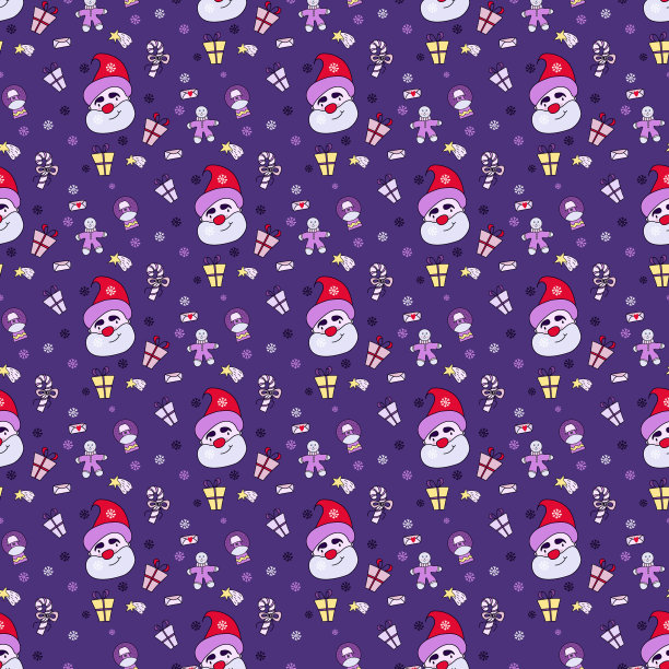 模式新年2021无缝模式与圣诞老人图片下载