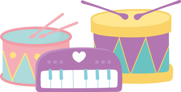 儿童玩具鼓钢琴和汽车物体有趣图片下载