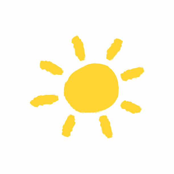 用水彩笔刷手绘的黄色太阳图片下载