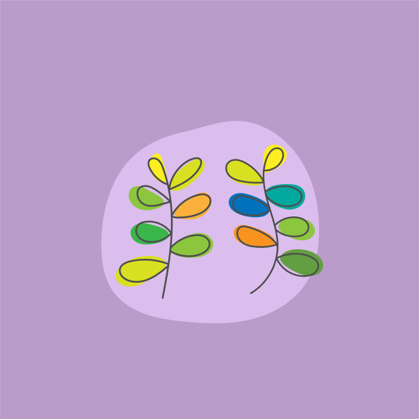 简单的叶线色彩艺术图片下载