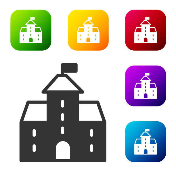 黑色城堡图标孤立在白色背景图片下载