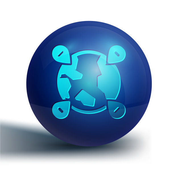 蓝色位置在地球仪图标孤立在白色图片下载