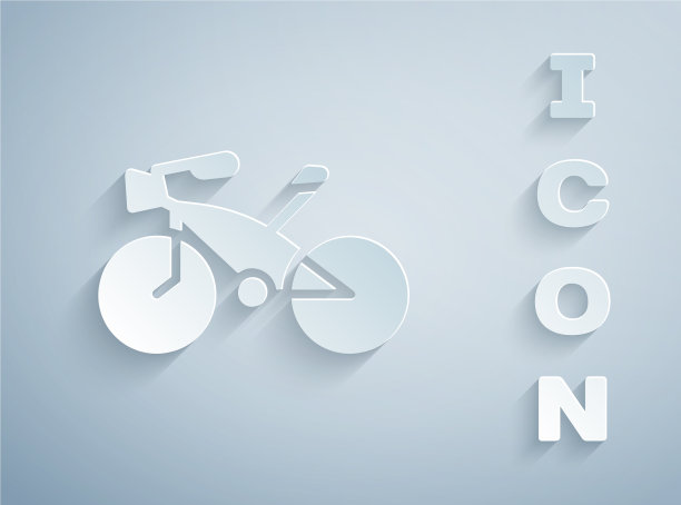 剪纸自行车图标孤立在灰色背景图片下载