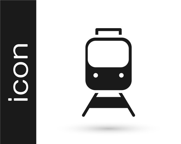 黑色火车和铁路图标孤立在白色上图片下载