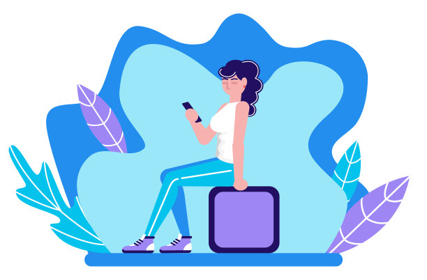 女孩坐着看手机图片下载