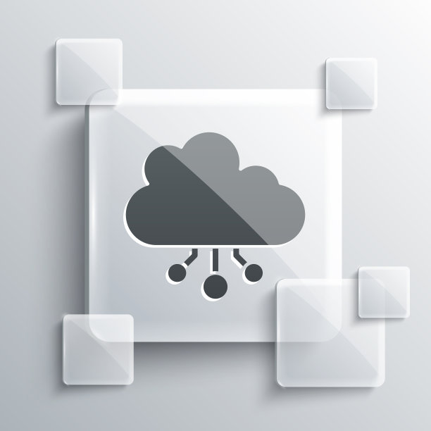 灰色加密货币云采矿图标隔离图片下载