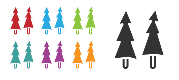 黑色圣诞树图标孤立在白色图片下载