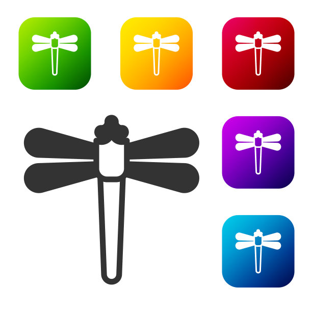 黑色蜻蜓图标孤立在白色背景图片下载