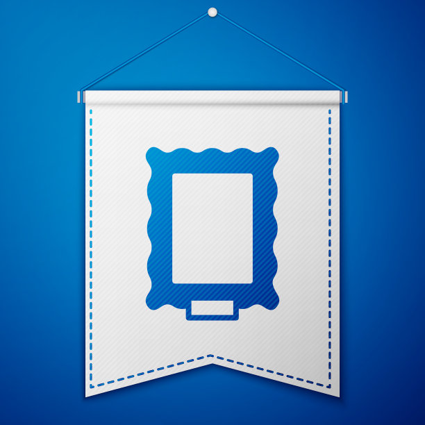 蓝色图片图标孤立在蓝色背景图片下载