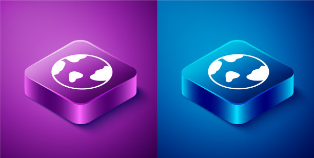 等距地球仪图标孤立在蓝色和图片下载