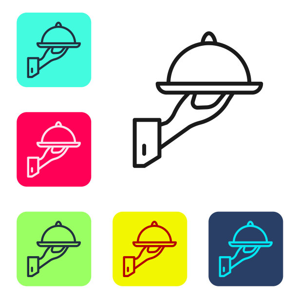 黑线覆盖着一个托盘食物图标图片下载