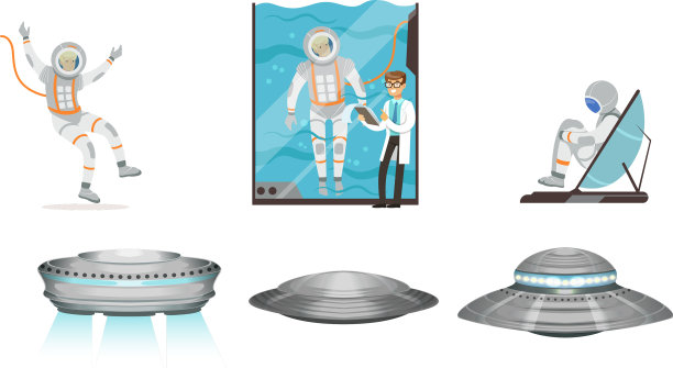 太空任务准备和飞碟飞船设置图片下载