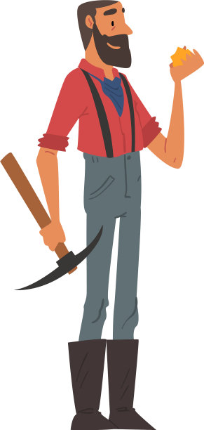 男性淘金者和鹤嘴锄胡子矿工图片下载