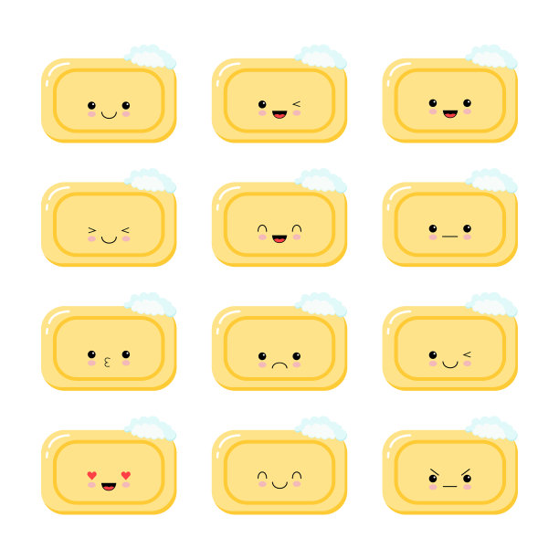 设置可爱的肥皂与不同的情感图片下载