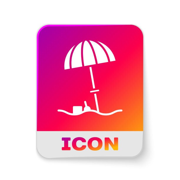 白色遮阳伞的海滩图标图片下载