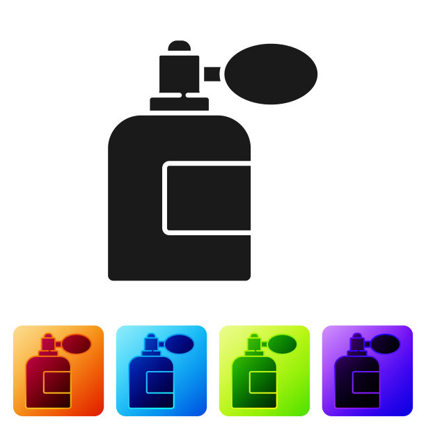黑色须后水瓶，带有喷雾器图标图片下载