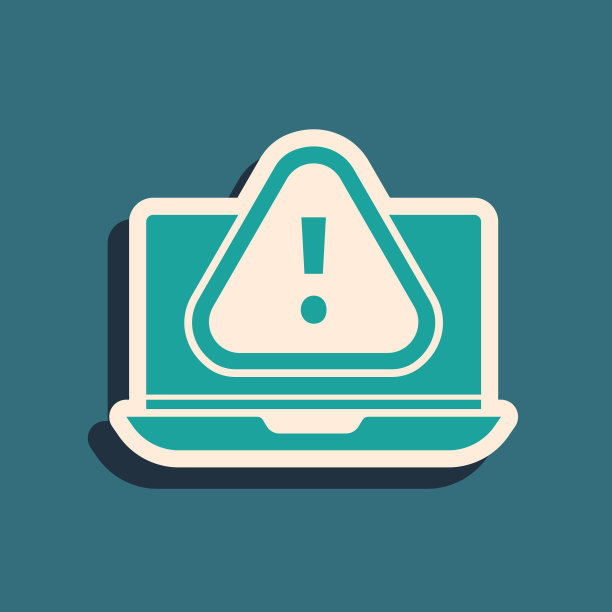 绿色笔记本电脑与感叹号图标隔离图片下载