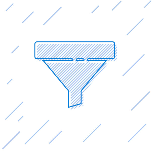蓝线销售漏斗与箭头为市场图片下载