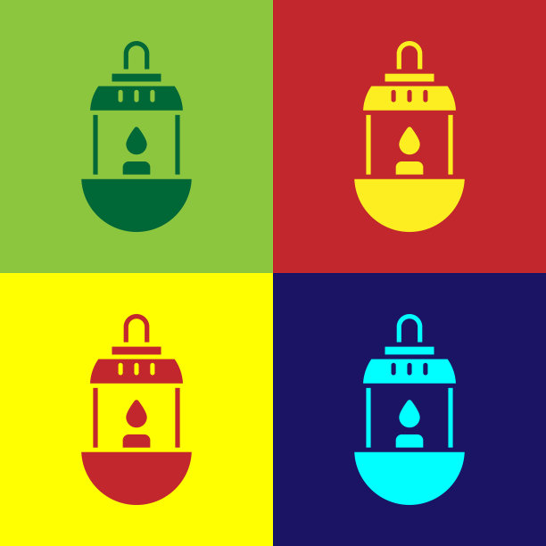 波普艺术斋月卡里姆灯笼图标孤立图片下载