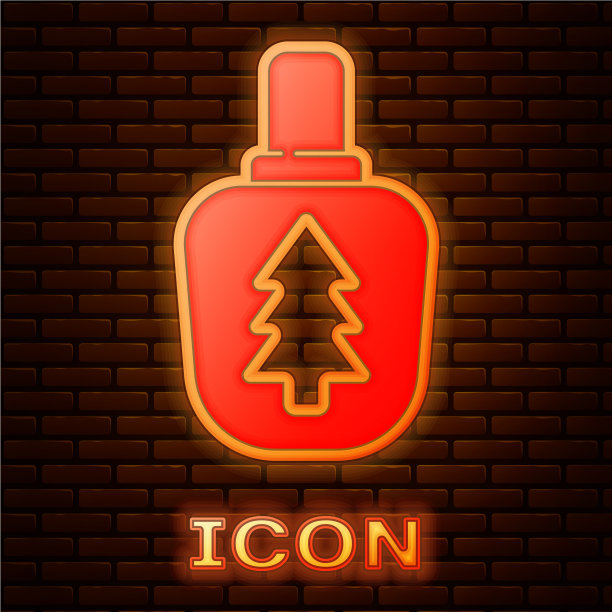 发光的霓虹灯水壶图标隔离图片下载