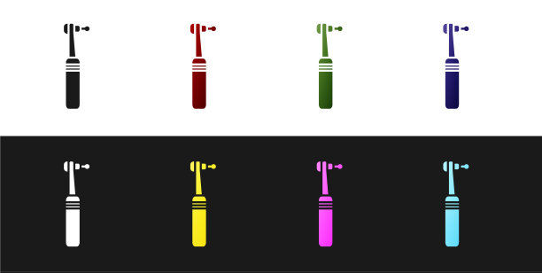 设置牙钻图标隔离在黑色和白色图片下载