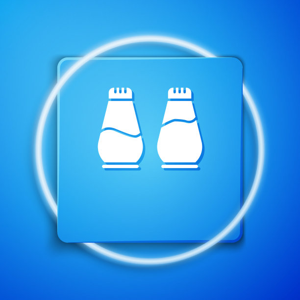 白色盐和胡椒图标孤立在蓝色图片下载