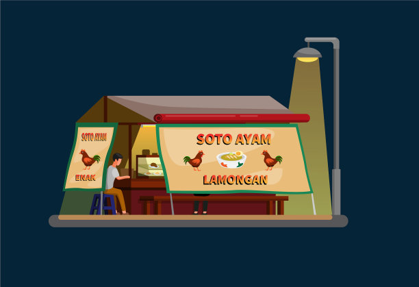 鸡汤餐馆街头小吃小贩图片下载