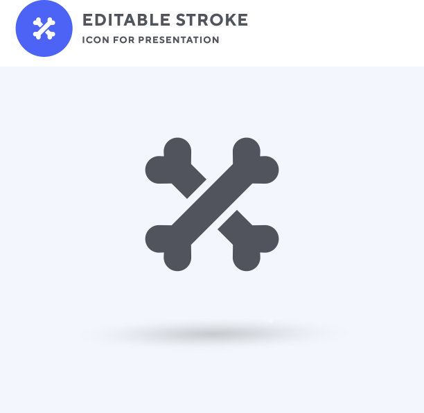 骨头图标填充平面标志固体图片下载